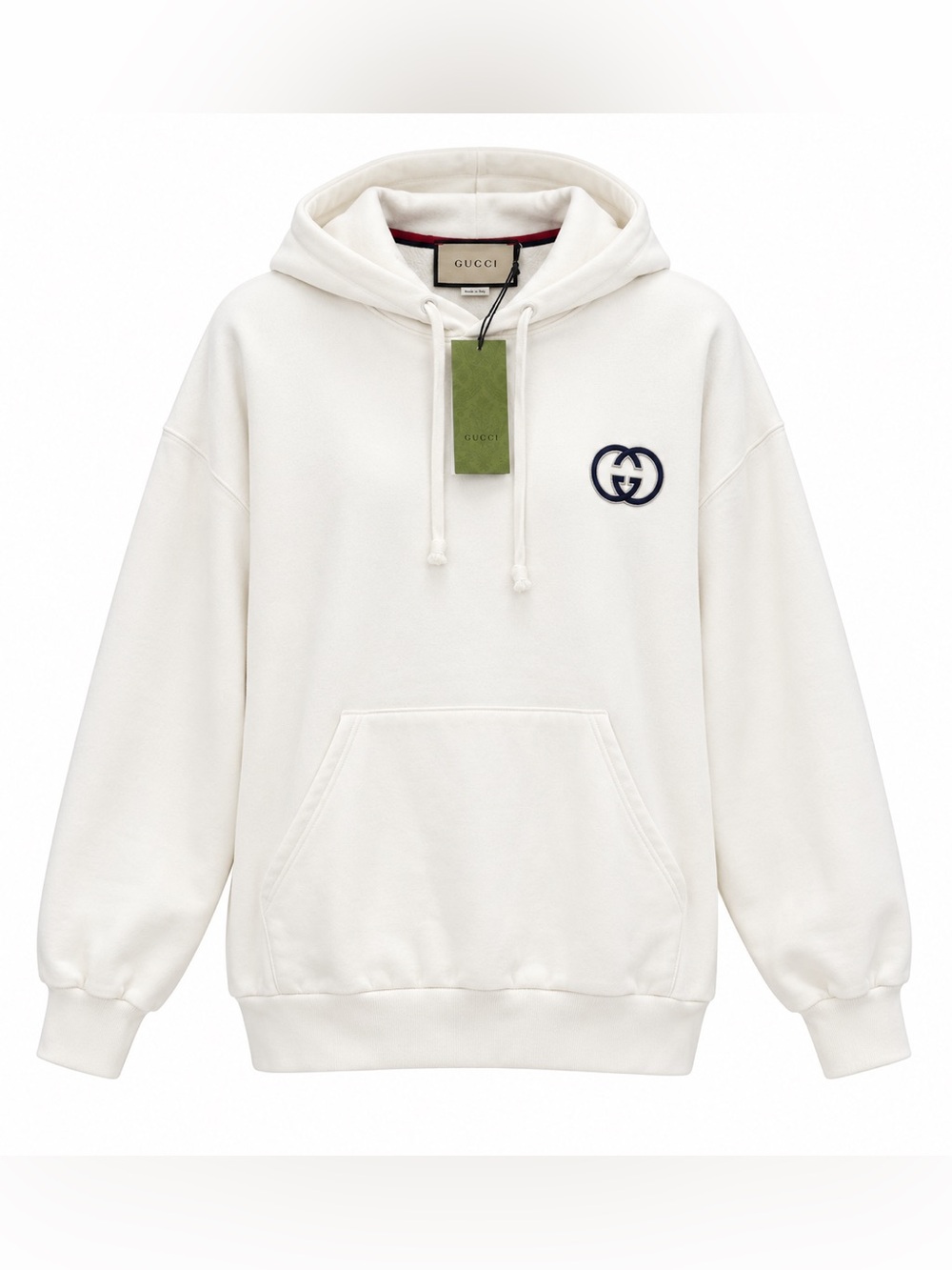 Gucci Cream Hoodie with Navy Logo